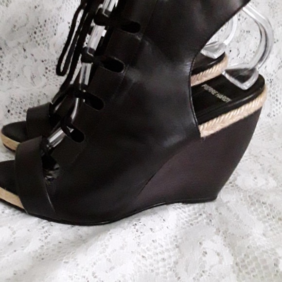 Pierre Hardy Sz 38EU Genuine Leather Gladiator Booties Wedge Shoes Booties - Picture 6 of 11